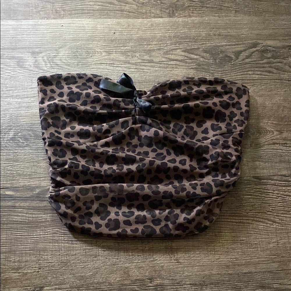 Leopard Print Strapless Top